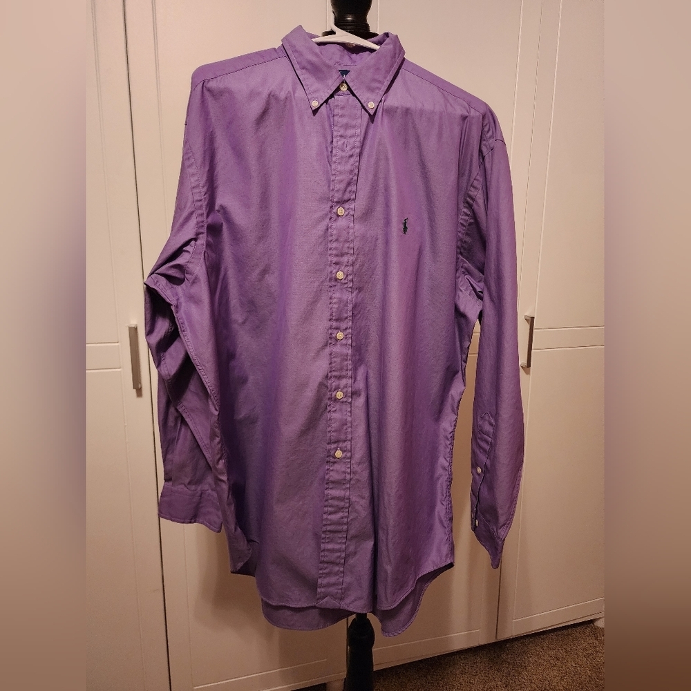 Preowned Ralph Lauren Yarmouth button down lavender dress shirt‎ size 17